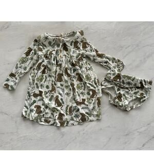 Kate Quinn 3-6 months long sleeve dress girls bloomers jungle leopard bamboo